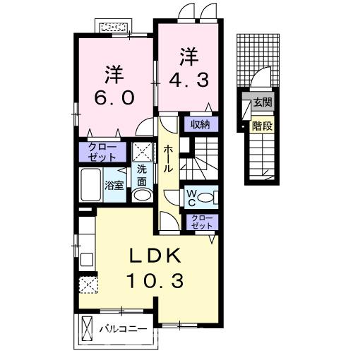 田原市神戸町のアパートの間取り