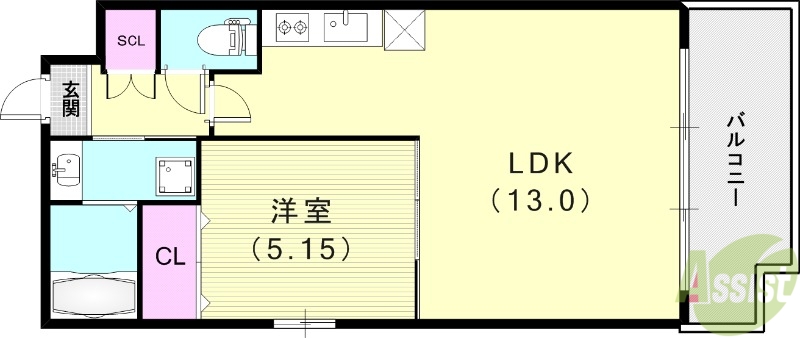 西宮市今津水波町のマンションの間取り