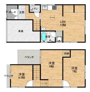松原市北新町6丁目戸建ての間取り写真