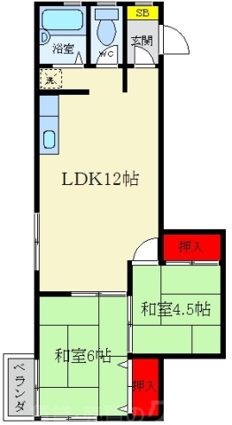 枚方市走谷のマンションの間取り