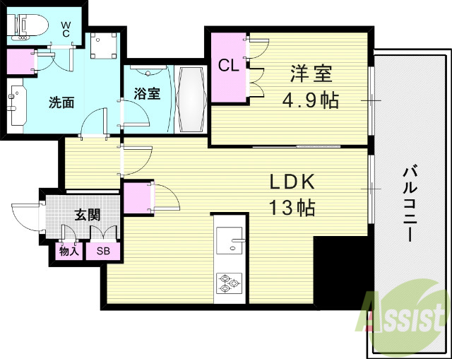 神戸市中央区相生町のマンションの間取り