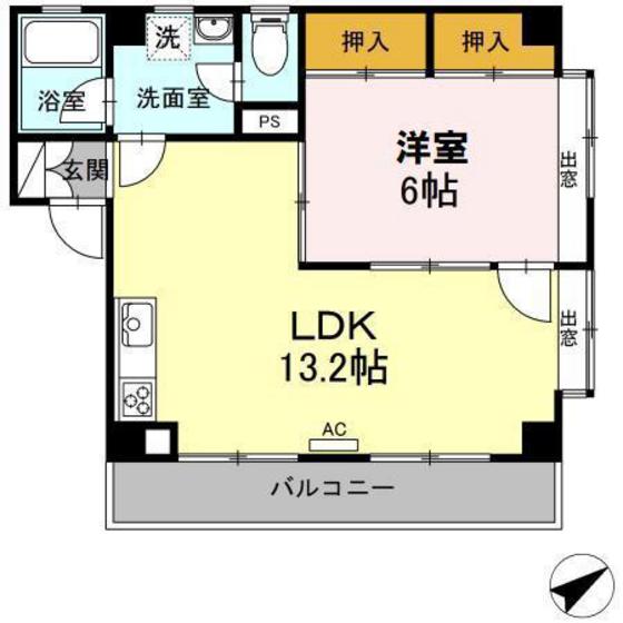 広島県広島市中区吉島東１（マンション）の賃貸物件の間取り