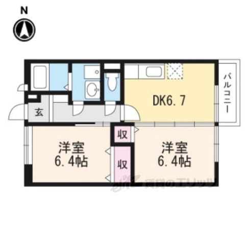 甲賀市水口町名坂のアパートの間取り