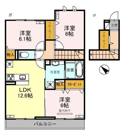 春日部市大枝のアパートの間取り