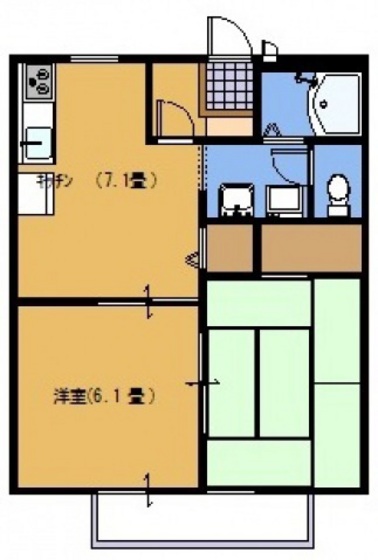 安芸郡熊野町神田のアパートの間取り