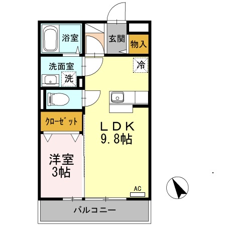 福山市港町のアパートの間取り