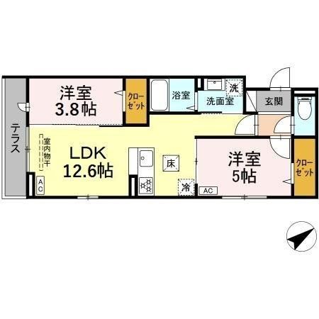 相模原市南区上鶴間本町のアパートの間取り