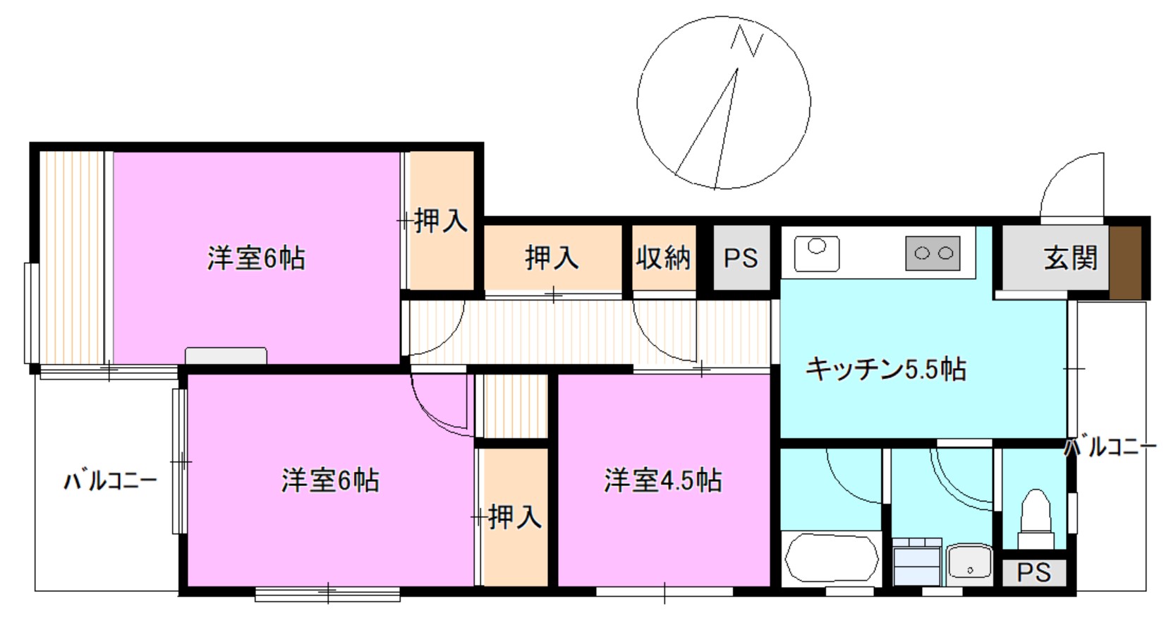 須坂市大字須坂のマンションの間取り