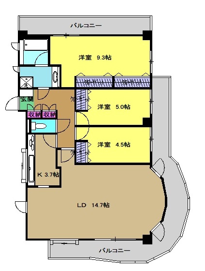 船橋市宮本のマンションの間取り