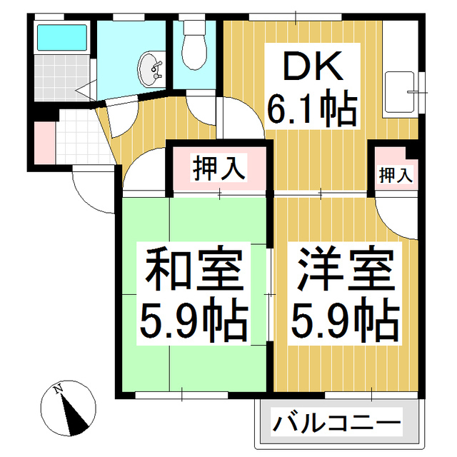 フロリヤードひらばやし　Ｂ棟の間取り