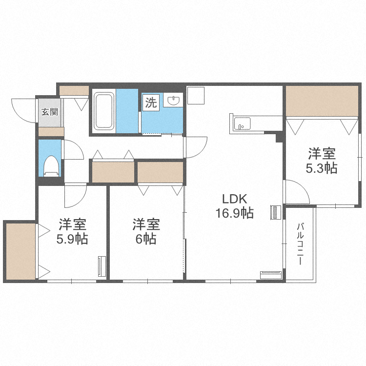 ZABO HILLS MINAMI6JOの間取り