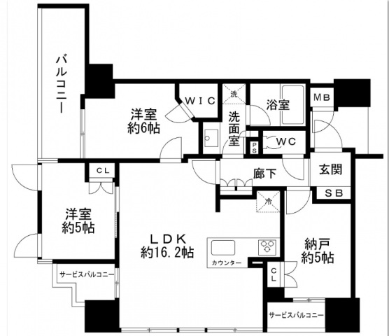 広島市中区上幟町のマンションの間取り