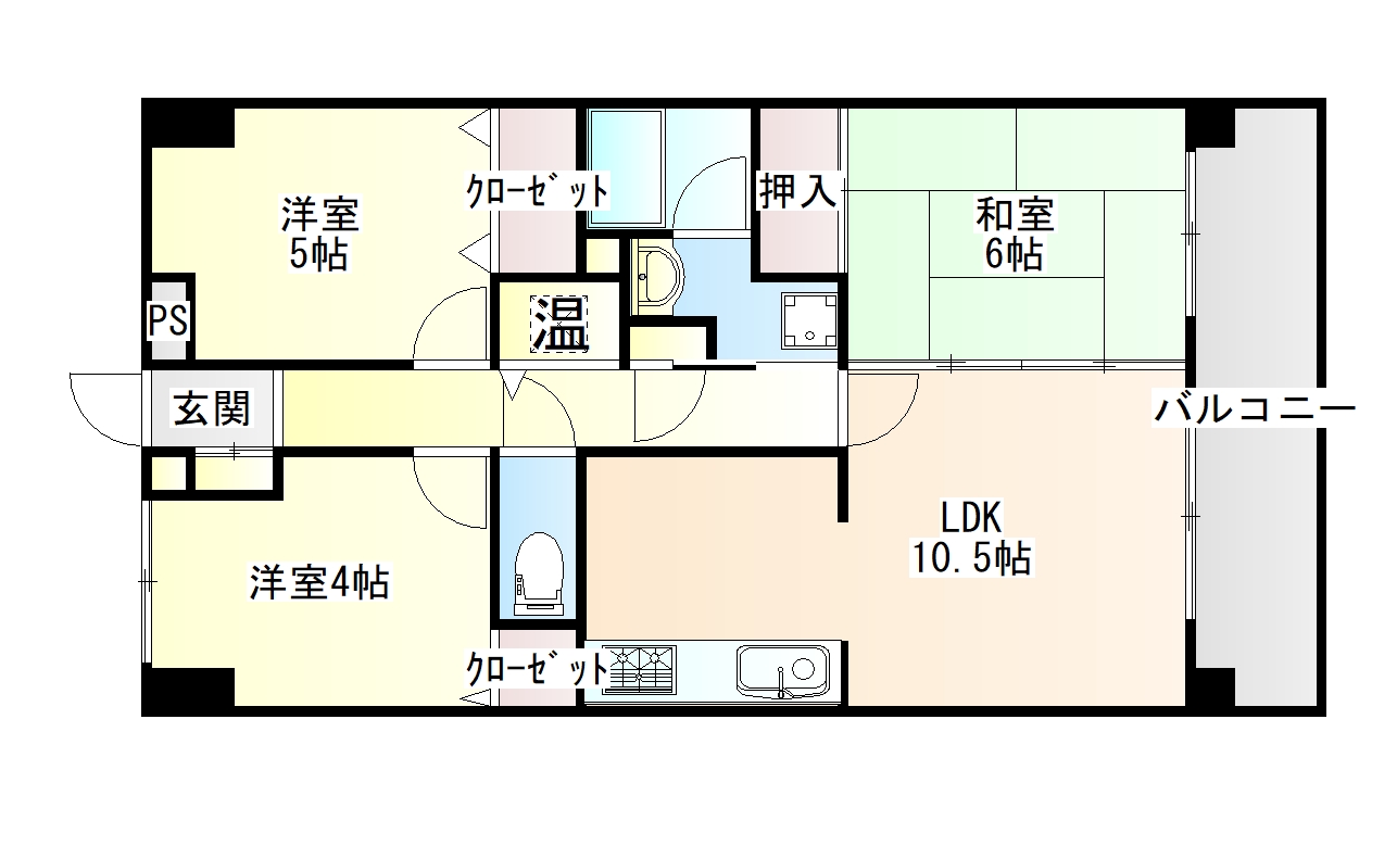 仙台市宮城野区大梶のマンションの間取り