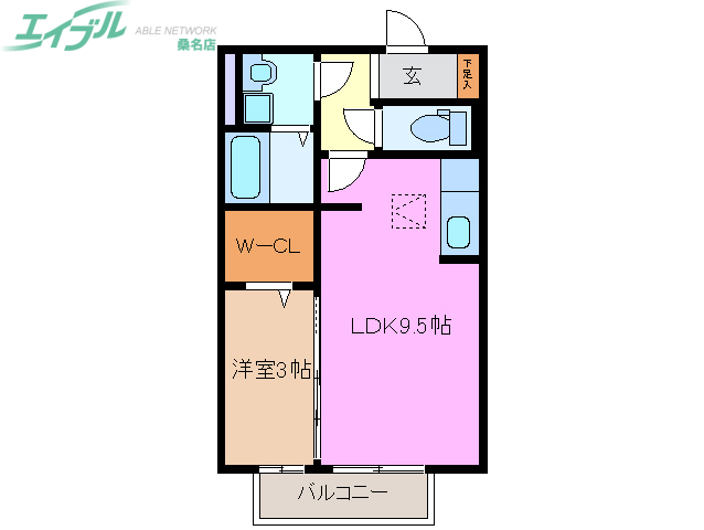 桑名市大字江場のアパートの間取り