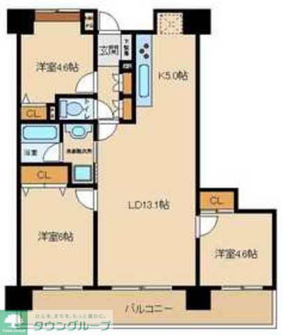 さいたま市浦和区常盤のマンションの間取り