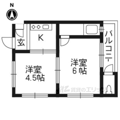 京都市伏見区深草西浦町６丁目のマンションの間取り