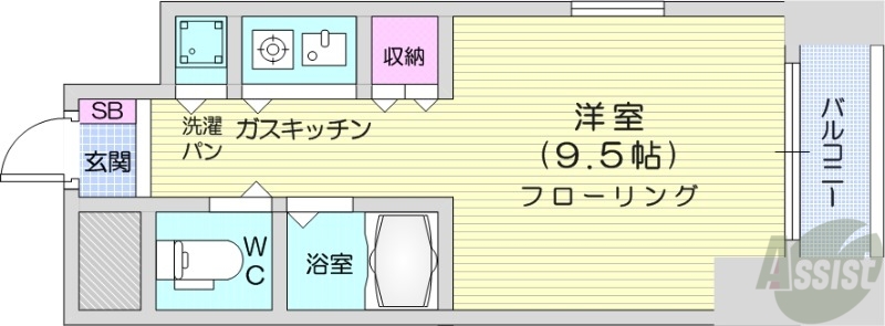 札幌市中央区南二条東のマンションの間取り