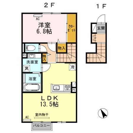 長岡市花園のアパートの間取り