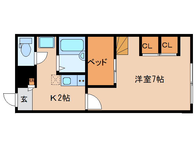 奈良市中山町のアパートの間取り