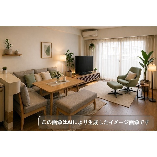居室・リビング　ＬＤＫ　※ＡＩ生成による家具配置イメージ