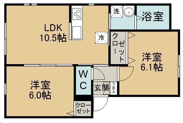 南光台6丁目新築2LDKアパートの間取り写真