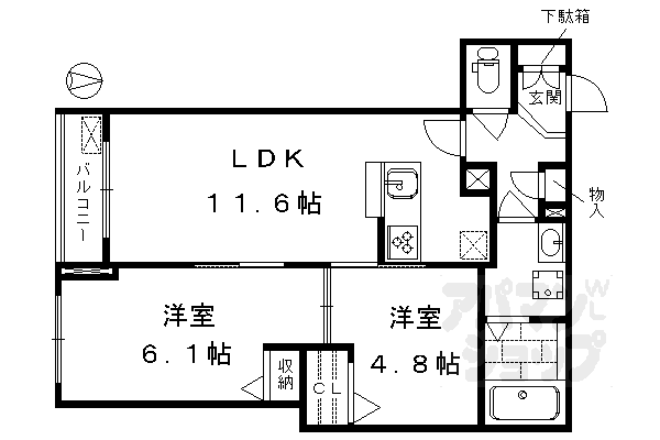 シャーメゾン花屋町の間取り写真