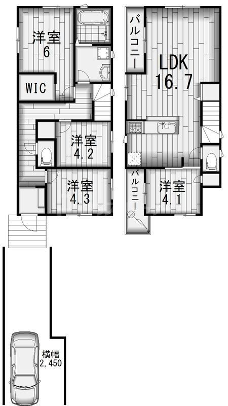 QLAZO柏市西原戸建 1号棟の間取り写真