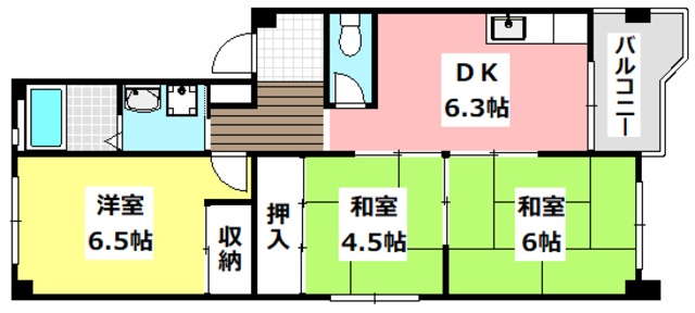 茨木市蔵垣内のマンションの間取り