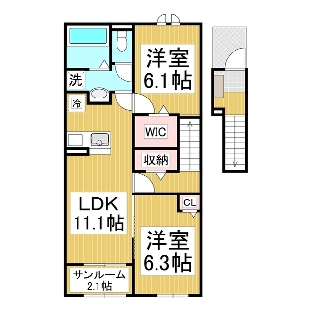 千曲市大字土口のアパートの間取り