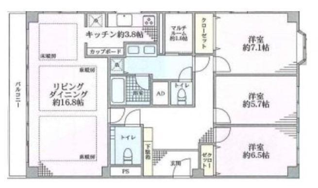 東京メトロ日比谷線 広尾駅 徒歩1分 9階建 築55年の間取り写真