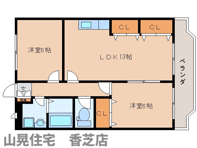 香芝市磯壁のマンションの間取り