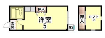 京都市北区等持院南町のマンションの間取り