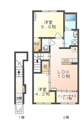 東根市四ツ家のアパートの間取り