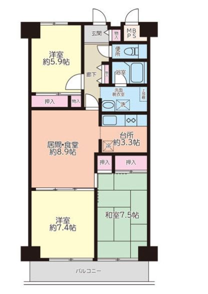 江東区枝川のマンションの間取り