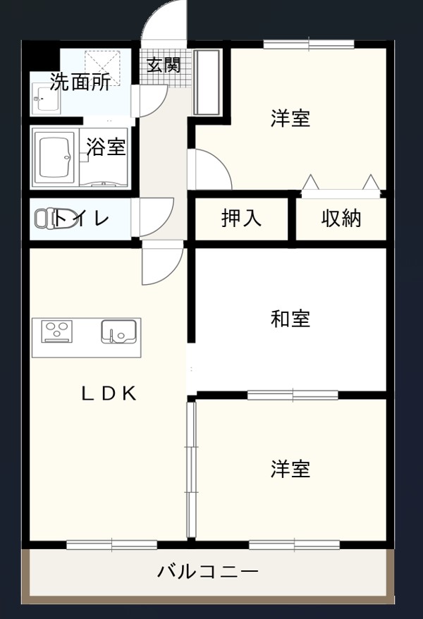 サンコート大島 C（3LDK）の間取り