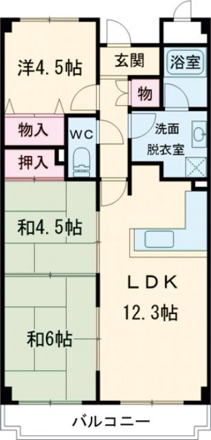 泉南市信達市場のマンションの間取り