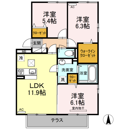 グランシャリオB棟の間取り