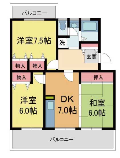 西宮市東山台のマンションの間取り