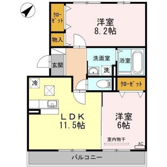 【岡山市中区江崎のアパートの間取り】