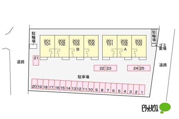 【アンジュールＢの駐車場】