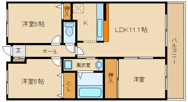 藤井寺市小山のマンションの間取り