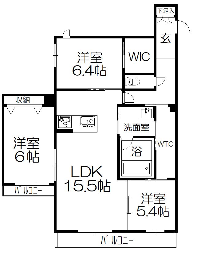 【さいたま市大宮区天沼町のマンションの間取り】