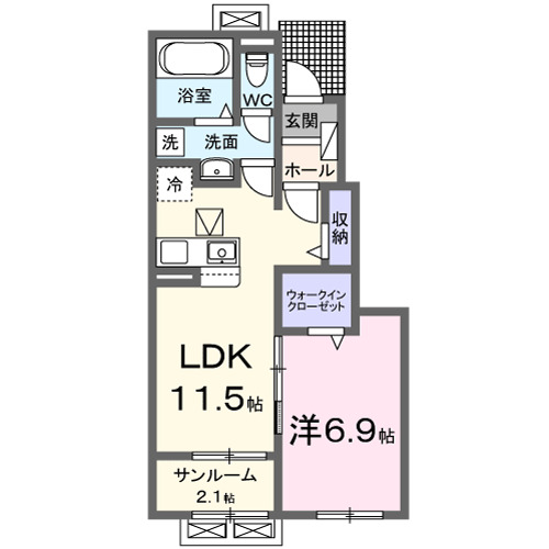 富山市水橋辻ヶ堂のアパートの間取り