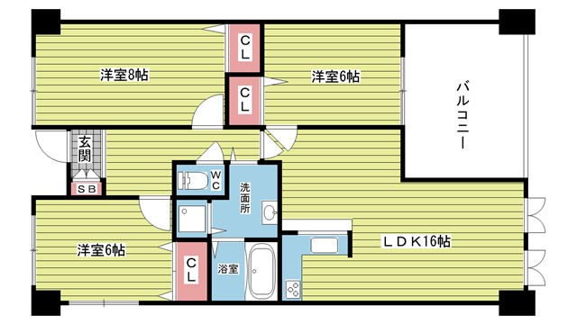 豊中市緑丘のマンションの間取り