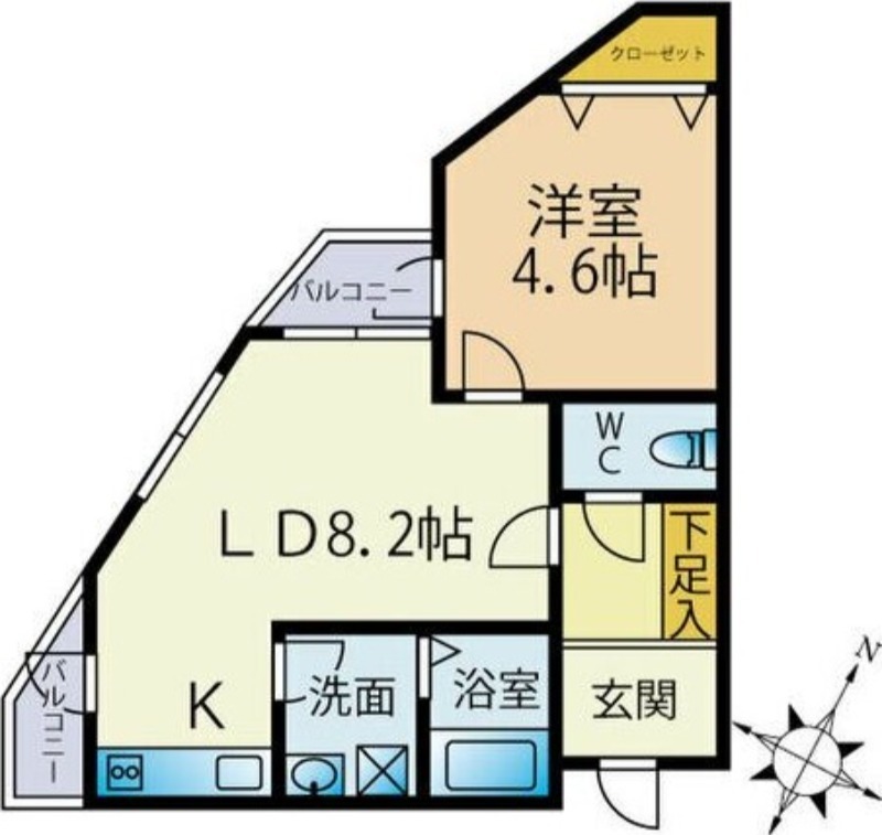 札幌市豊平区月寒西一条のマンションの間取り