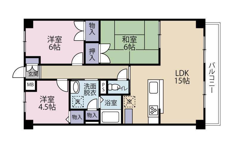 伊予郡砥部町宮内のマンションの間取り