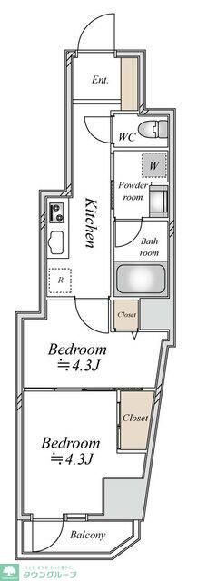 新宿区新小川町のマンションの間取り