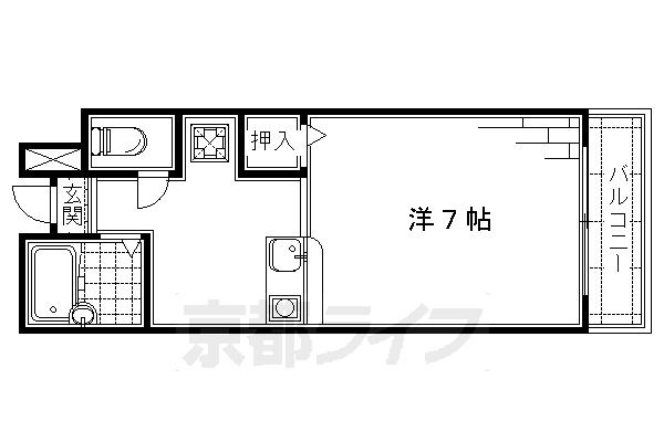 京都市伏見区深草ヲカヤ町のマンションの間取り