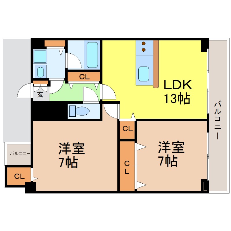 名古屋市中村区大正町のマンションの間取り