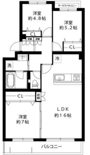 アソシエール世田谷弦巻　３０３号室　３階の間取り